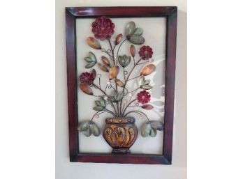 Framed Floral Metal Sculpture