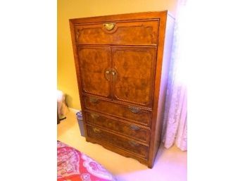 Bedroom Chest Of Drawers - Burlwood Inlays, Brass Finished Latches