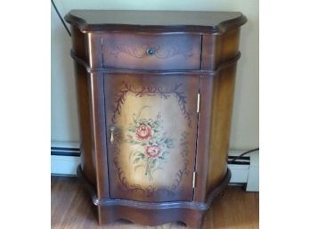 Bowfront Floral Decorated 1 Drawer Stand Or Console Cabinet