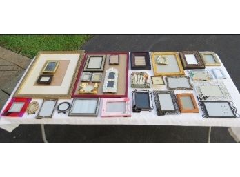 Large Lot Of 31 Different Picture Frames All Sizes Wood & Metal - Some Really Nice Ones