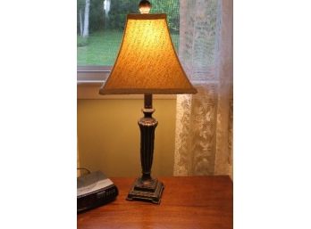 Matching Pair Of  Nightstand Bedroom Lamps, Resin W/matching Shades.  Working Condition