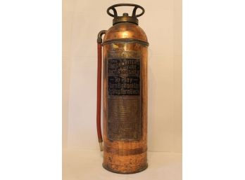 Beautiful Copper And Brass The Underwriters Fire Extinguisher By Knight & Thomas, Boston MA.