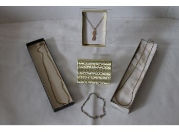 Vintage Set Of Cosmetic Jewelry With Pineapple Necklace Etc.