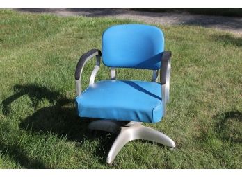 Vintage Sky Blue Aluminum Framed Adjustable Leather Office Chair