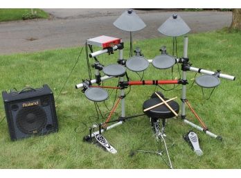 Yamaha Drum Rack System With DT XPRESS III And Roland KC-350 Amp