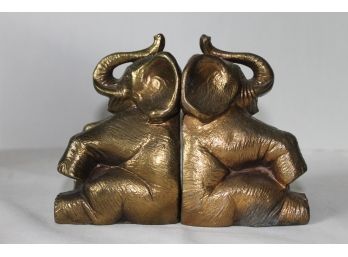 Pair Of Vintage Brass Elephant Book Holders By A&M Leatherlines