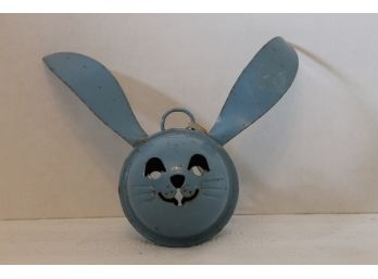 Vintage 1960's Metal Rabbit With Cutouts And Rattle Inside