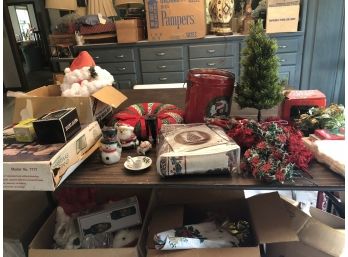 Large Table Lot Of Misc Christmas