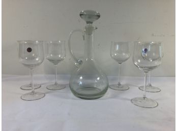 Decanter Set & 6 Wine Glasses (german Crystal)