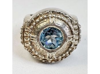 Vintage Large Sterling Silver Blue Stone Heavy Ring