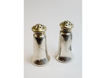 Antique Pair Of  British Sterling Silver Salt & Pepper Shakers Two Toned