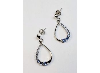 Sterling Silver Purple Stone Hanging Earrings