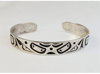 Sterling Silver Native American Made S W Cuff Bracelet Signed DD