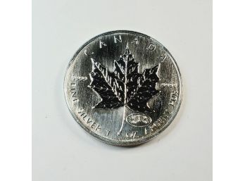 2000 Millennium Canadian Maple Leaf Silver Dollar 1 Oz Pure .999 Silver