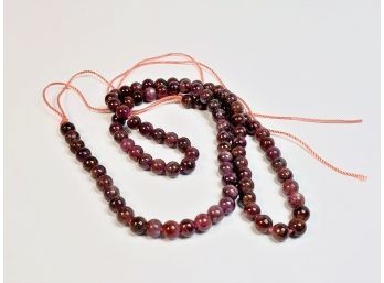 4-5mm Red Ruby Beaded Strand In Original Box