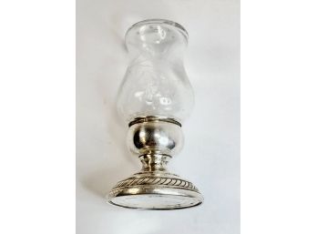 Unique Antique Single Glass And Sterling Silver Salt Shaker