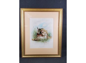 Early 1900s Framed Shakespearean Print - Midsummers Night Dream-Titania & The Clown-Frances Brundage