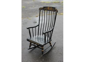 Vintage Nichols And Stone Hitchcock Style High Back Windsor Rocking Chair