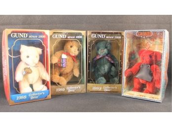 Set Of Four Vintage Gund Teddy Bears In Original Boxes