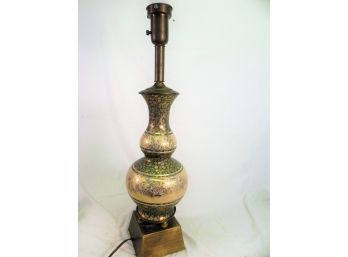 Vintage Brass Painted Moroccan Inspired Table Lamp - Works!