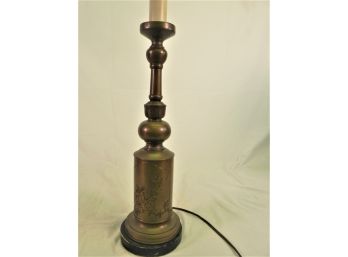 Vintage Engraved Brass Table Lamp