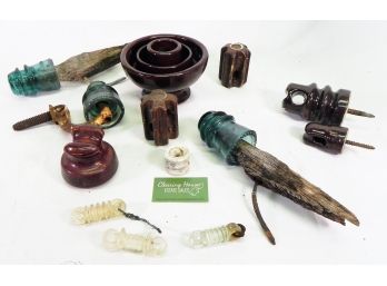 Very Cool Grouping Of  Vintage Porcelain & Glass Insulators