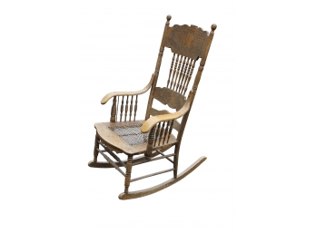 Antique Pressed Oak Wood Rocker