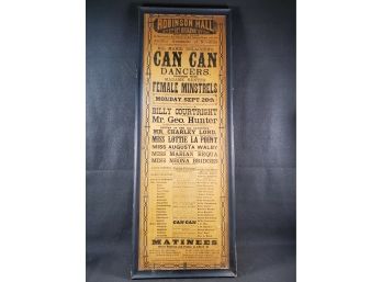 Antique Can Can Dancers Advertising Poster Robinson Hall In NYC For Performance Of Monday Sept 28 Early 1900s