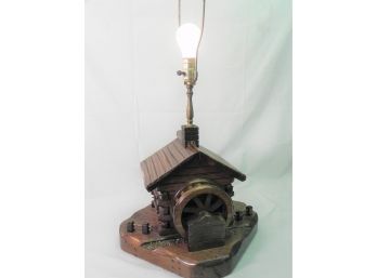 Mid Century Modern Handcrafted Wood Mill Lamp