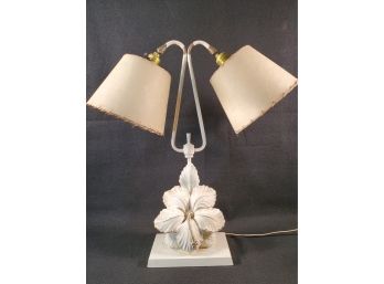 Vintage Earle Chapman Signed Hand Made Hibiscus Flower Double Arm Lamp