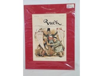 Antique Puck February 4, 1891 Political Magazine Cover Art Lithograph - Art By Halrymple