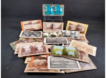 Thirty Two Late 1800s And Early 1900s Stereoscope Stereoview Card Assortment-color & Black & White - Lot#1