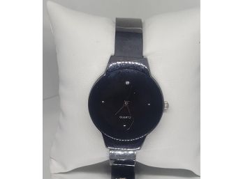 Ladies Black Dial Black Band Bracelet Watch