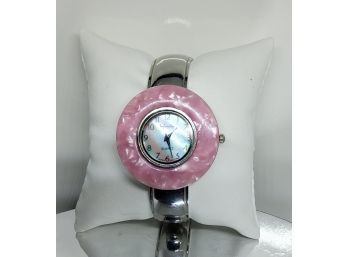 Infinity Pink And Silvertone Bangle Watch