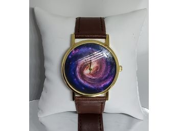 Ladies Solar System Dial Brown Leather Band