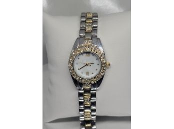 Beautiful Two-Tone Watch With Crystal Bezel And Accents