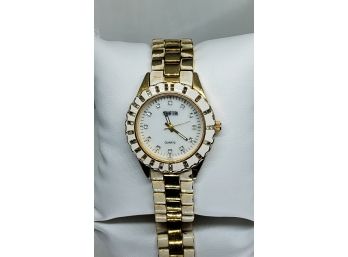 Goldtone And White Fashion Watch