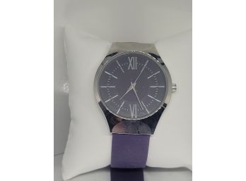 Purple Band Silvertone Fashion Watch