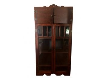 Vintage French Provincial Cherry Wood Cabinet With Glass Doors