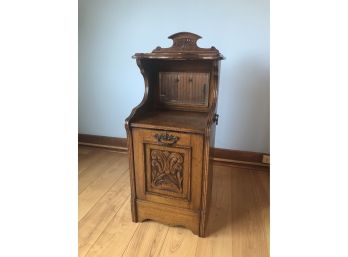 Antique East Lake Oak Coal Cabinet With Accessories