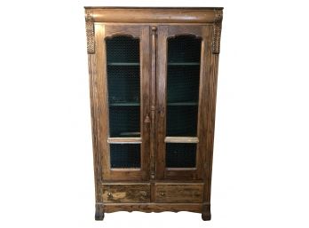 1940s Oak French Provincial Double Door Armoire With Key