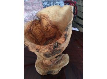 15 Inches Tall , Hand Carved Olive Wood Tree  Root Vase