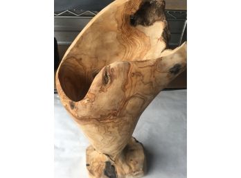 16 Inches Tall ,Hand Carved Olive Wood Vase