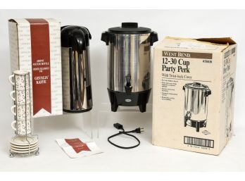 West Bend 12-30 Cup Party Perk Coffee Maker, Gavalia Kaffee Insulated Dispenser And More