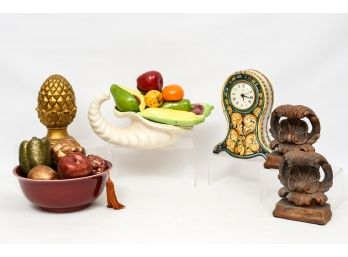 Cottura Italian Mantel Clock, Fruit Themed Centerpieces, Bookends And More