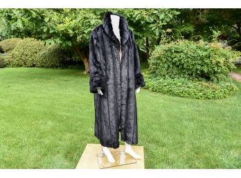 Dennis By Dennis Basso Platinum Faux Mink Fur Full Length Coat (Size Large)