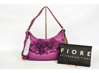 NEW! Isabella Fiore Leather Shoulder Bag With Floral Detail