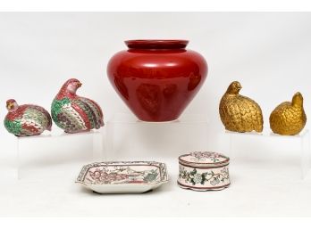 Haeger Red Glazed Vase, Toyo Bird Figurines And More