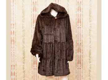 NEW! Dennis By Dennis Basso Faux Fur Leopard Tiered Coat (Size Large)