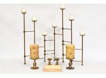 Collection Of Candles And Candle Holders